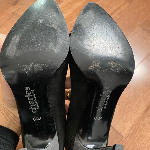 Charles David black suede pointy pumps heels shoes - Picture 8 of 10